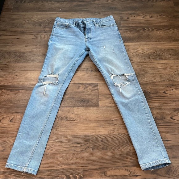 TOPMAN RIPPED SKINNY JEANS - Picture 1 of 3